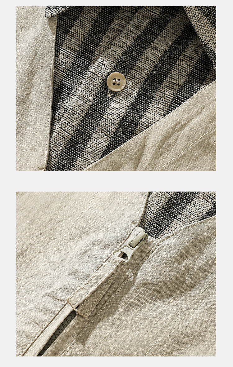 American Fashion Striped Stitching Layered Jacket