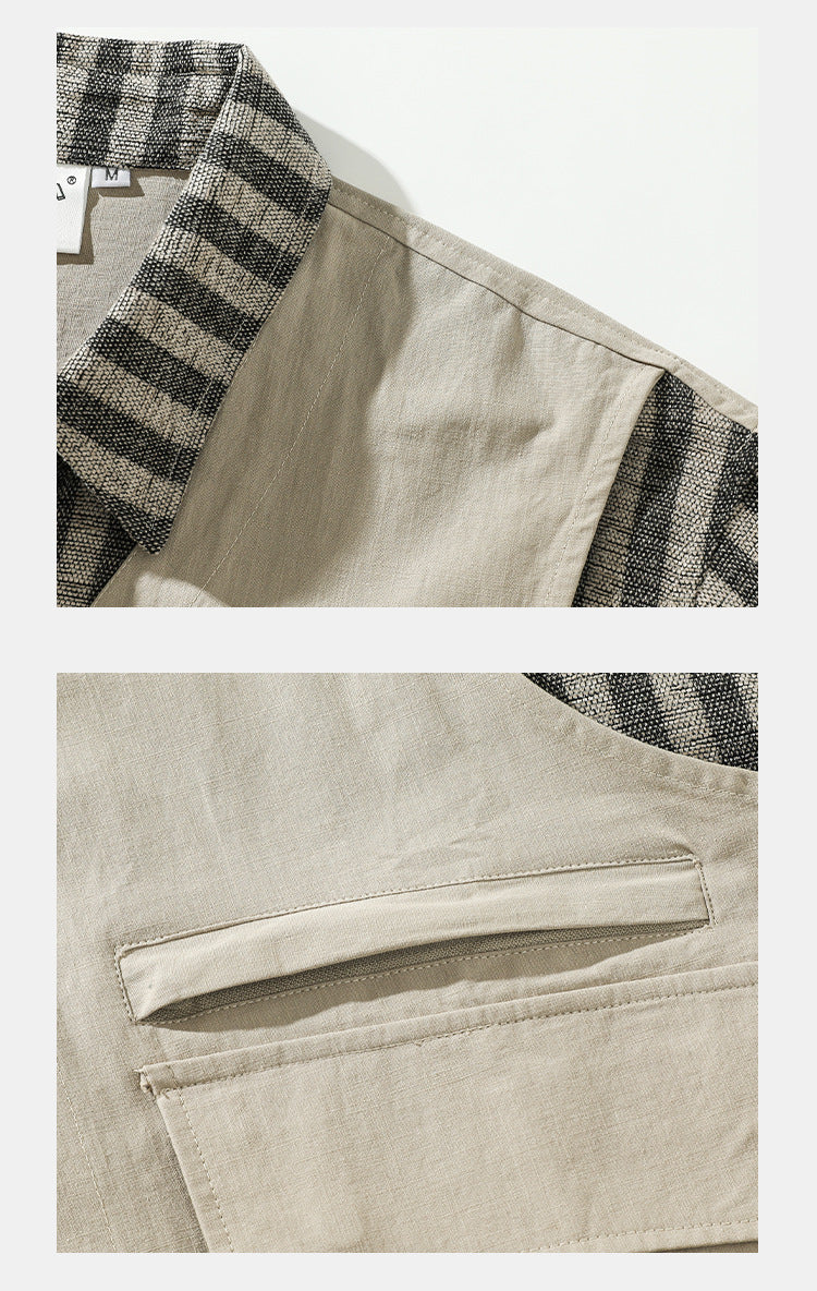 American Fashion Striped Stitching Layered Jacket