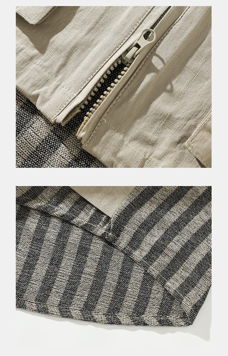 American Fashion Striped Stitching Layered Jacket
