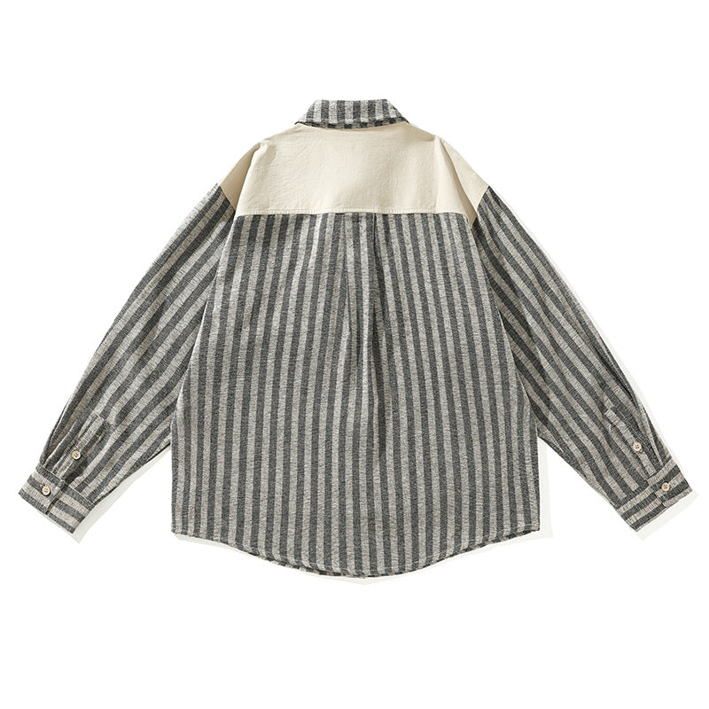 American Fashion Striped Stitching Layered Jacket