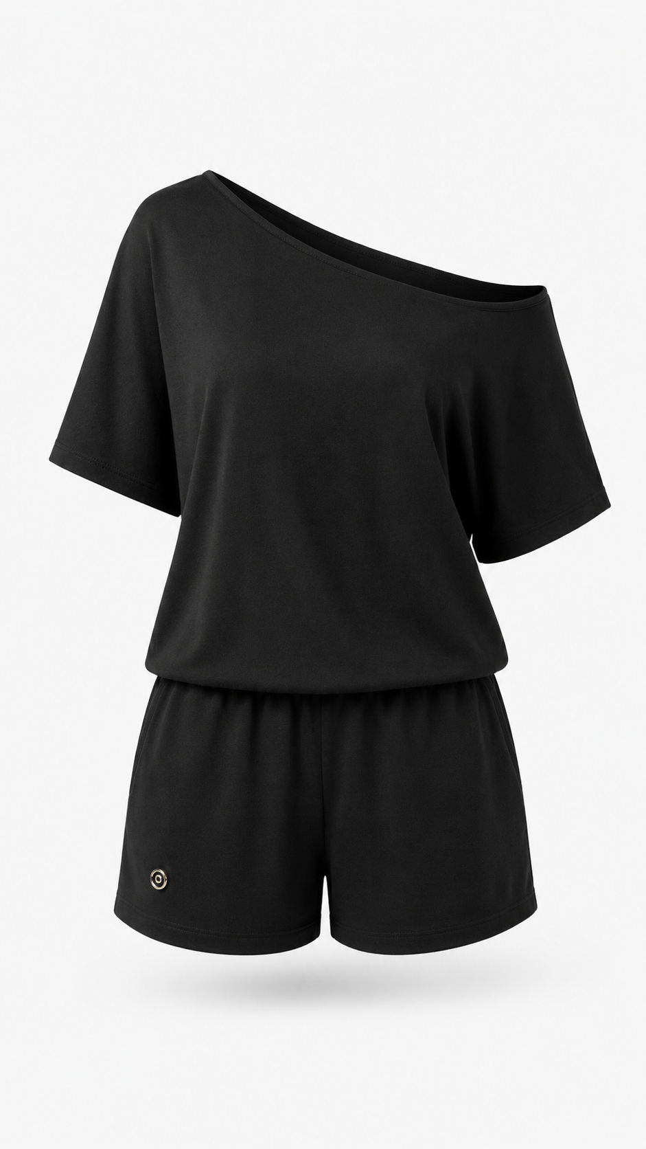 Women’s 2-Piece Slant-Neck Top & Shorts Set