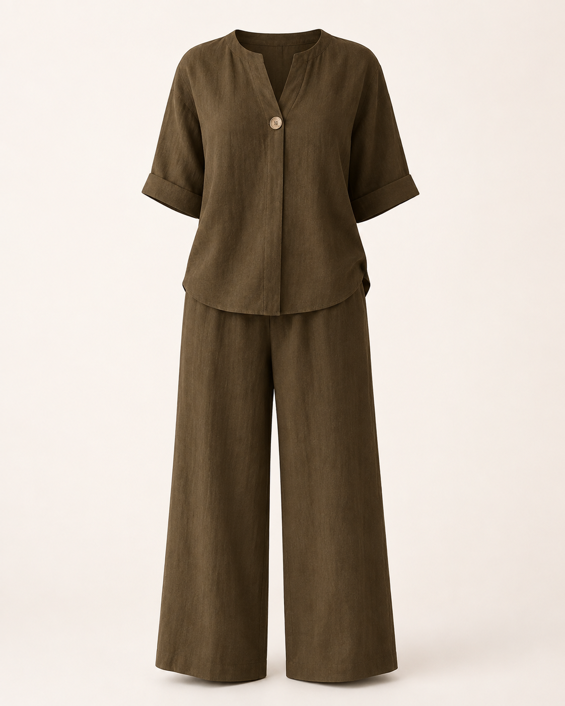 Womens V-Neck Three-Quarter Sleeve Pants Casual Set