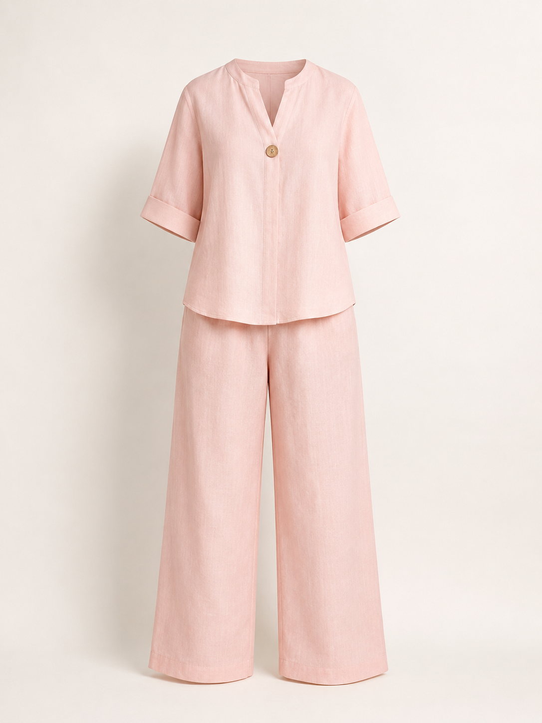 Womens V-Neck Three-Quarter Sleeve Pants Casual Set