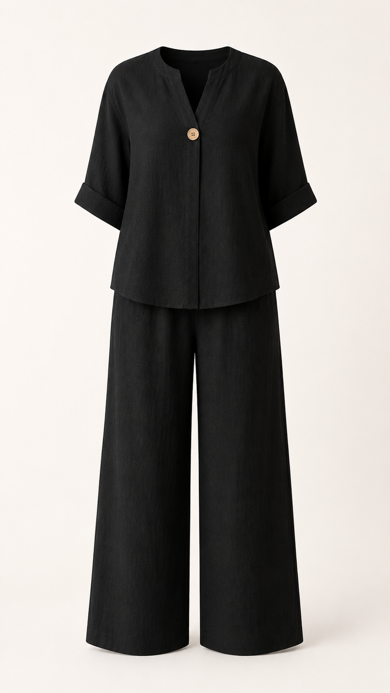 Womens V-Neck Three-Quarter Sleeve Pants Casual Set