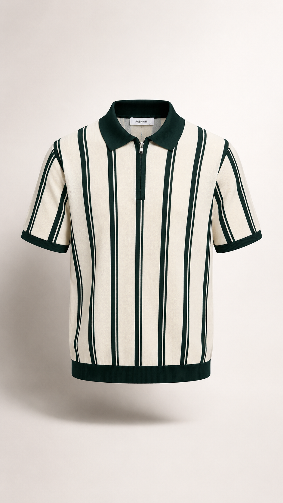 Men’s Striped Half-Zip Short-Sleeve Polo Shirt