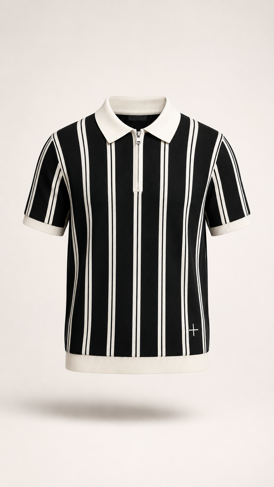 Men’s Striped Half-Zip Short-Sleeve Polo Shirt