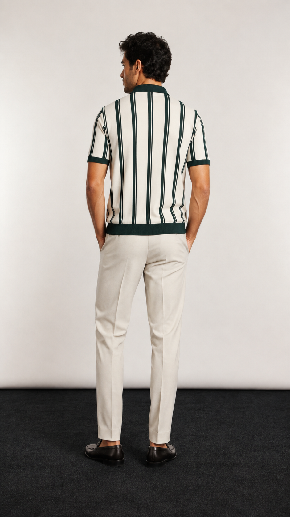 Men’s Striped Half-Zip Short-Sleeve Polo Shirt