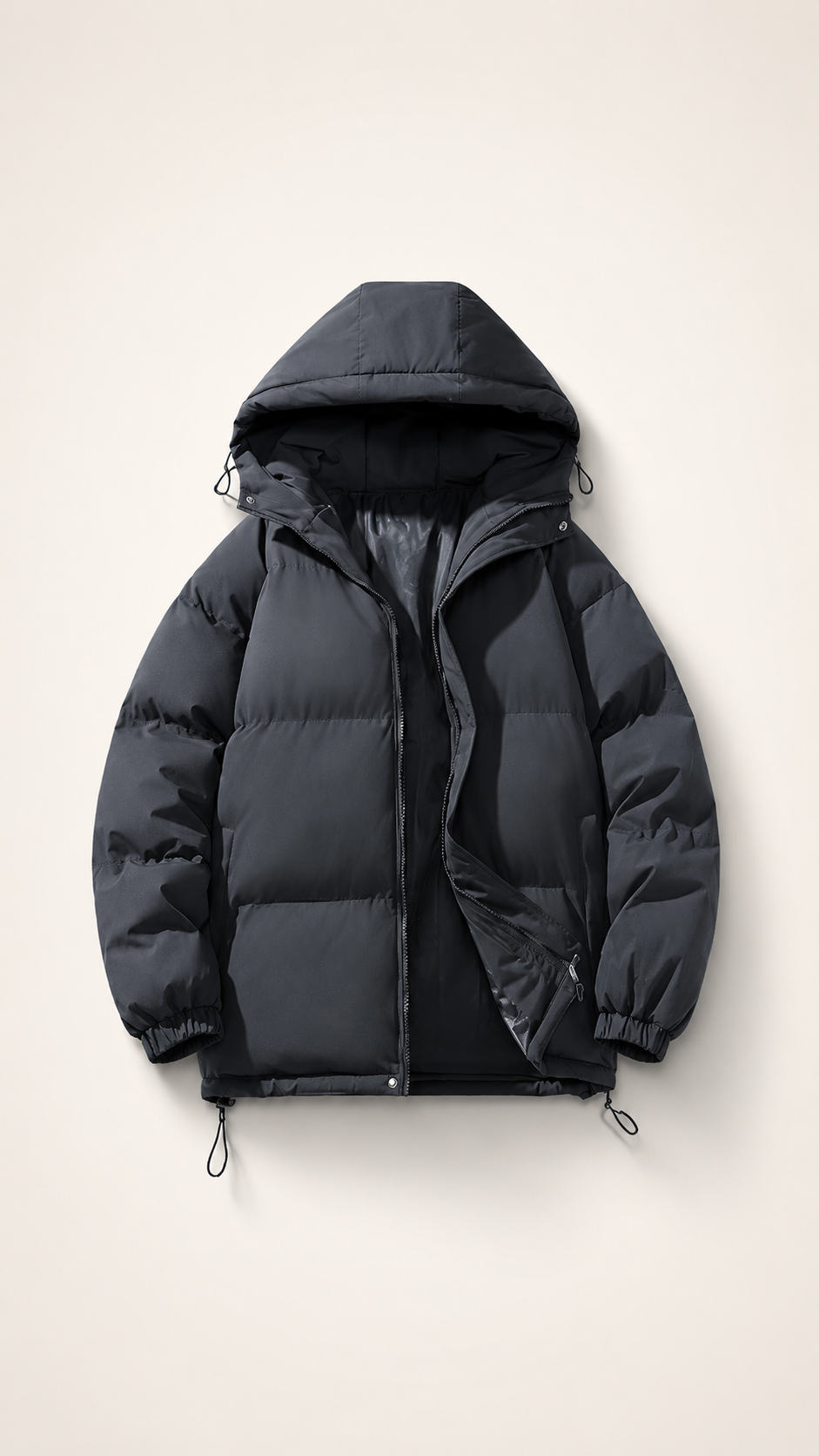 Men's Hoodie Coat Winter Fashion Solid ZIp-up Thickened Cotton-padded Jacket Casual Warm Outwear Top Clothing