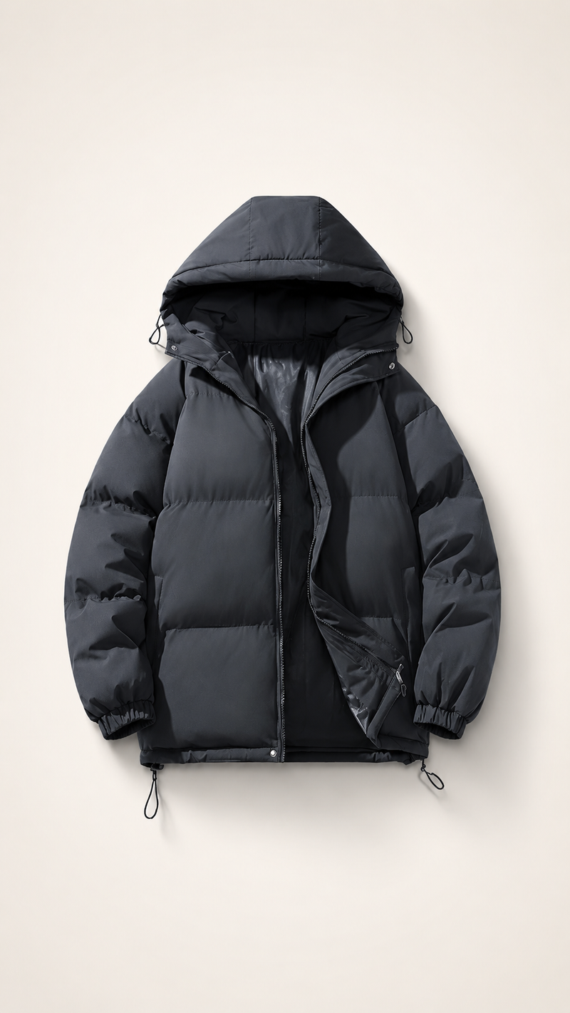Men's Hoodie Coat Winter Fashion Solid ZIp-up Thickened Cotton-padded Jacket Casual Warm Outwear Top Clothing