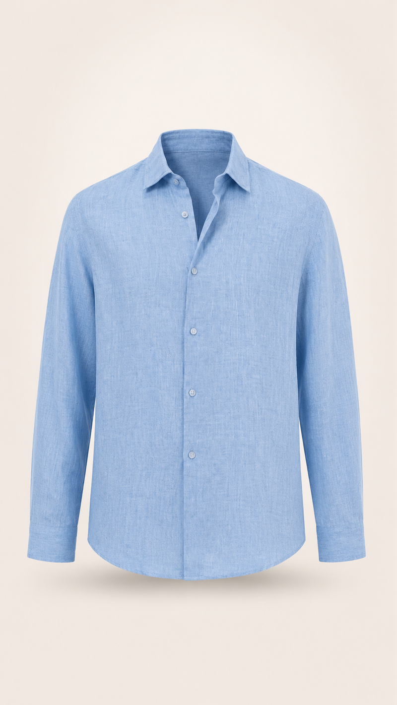 New Solid Color Long Sleeve Shirt Casual Stand Collar Shirt For Men