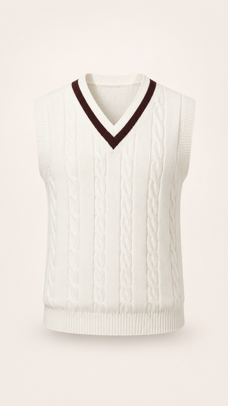 Men's Fashionable V-Neck Contrasting Color Casual All-Match Vest