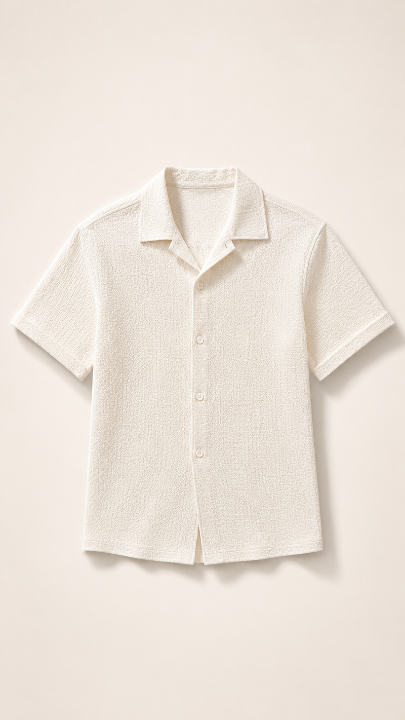 Men's Solid Color Short Sleeve Shirt Fashion Casual Button Lapel Tops Clothing