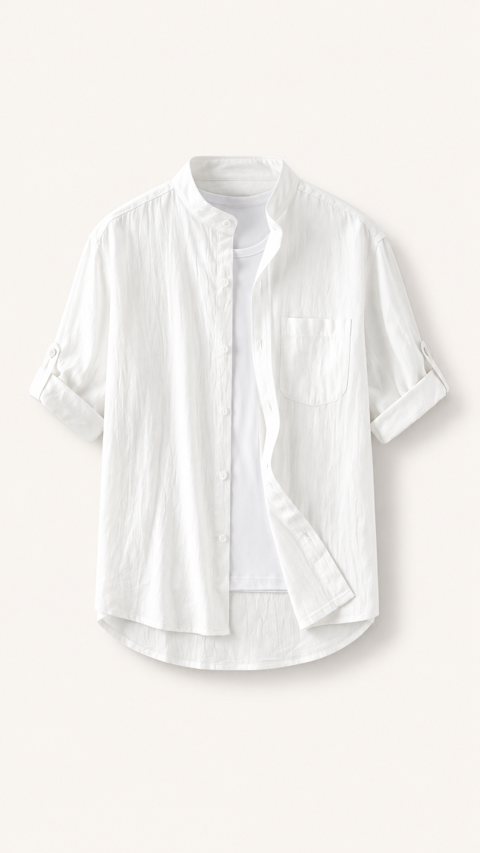 Men's Linen Stand Collar Loose Shirt