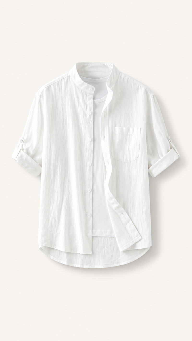 Men's Linen Stand Collar Loose Shirt