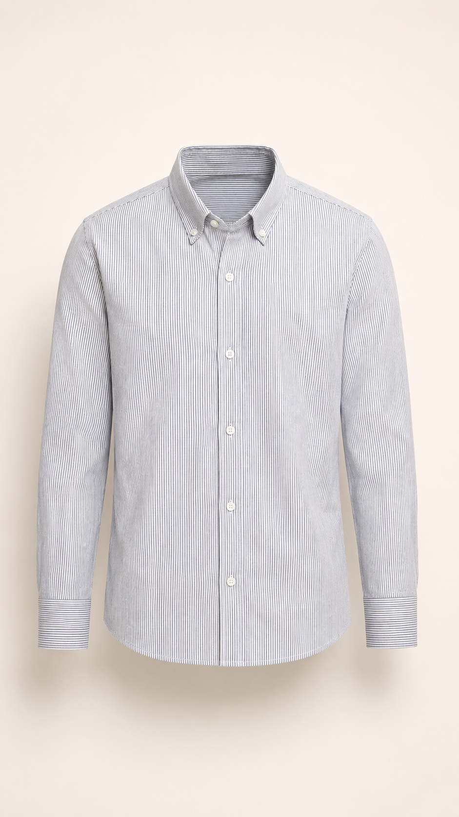 Men's British-style Striped Gray-and-white Coat And Shirt Trendy