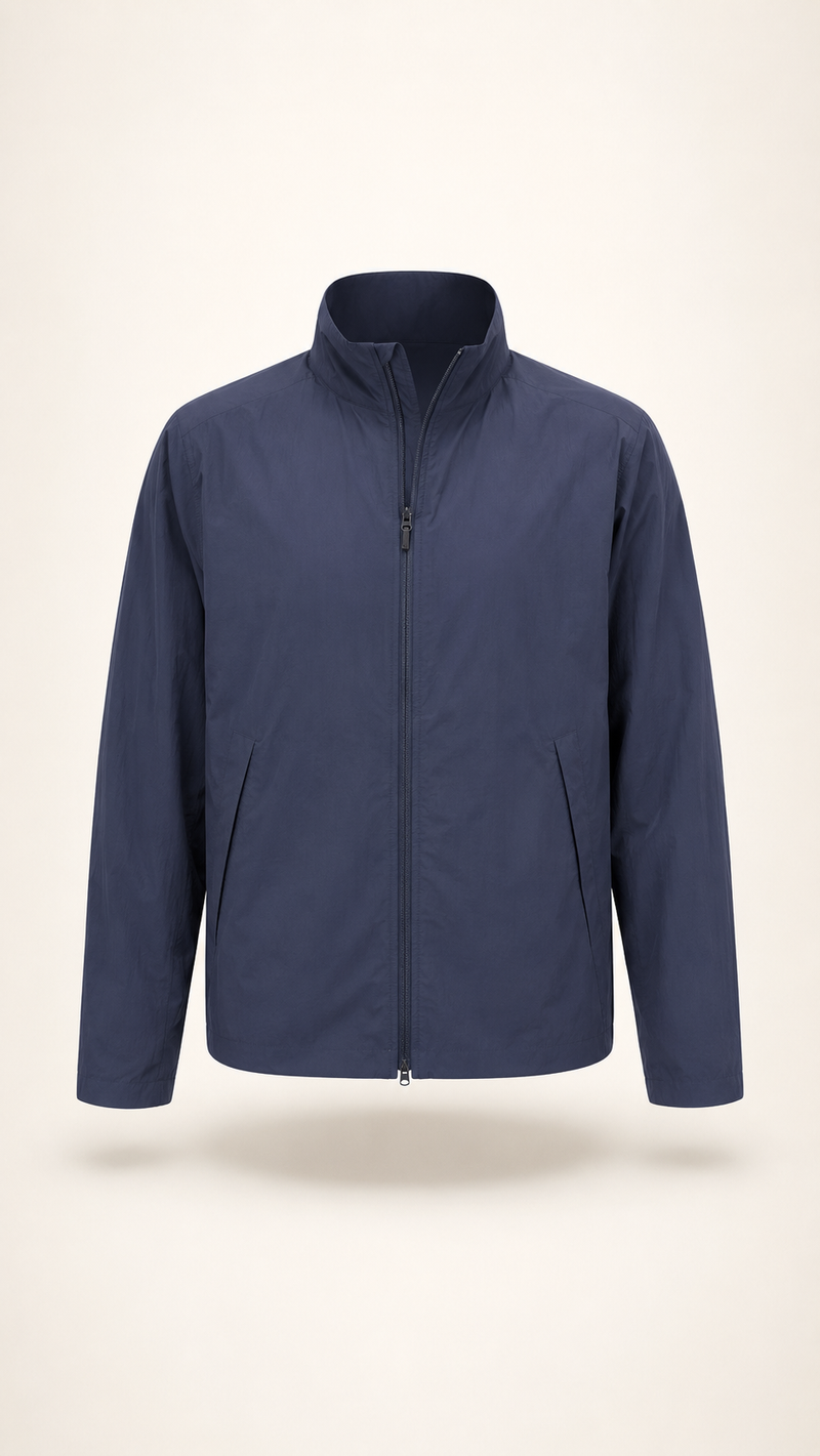 3D Tailored Fully Seam Taped Stand Collar Jacket For Men, Breathable Wind Resistant Business Casual Coat, Versatile Zip Up Outerwear For Daily Work & Light Outdoor