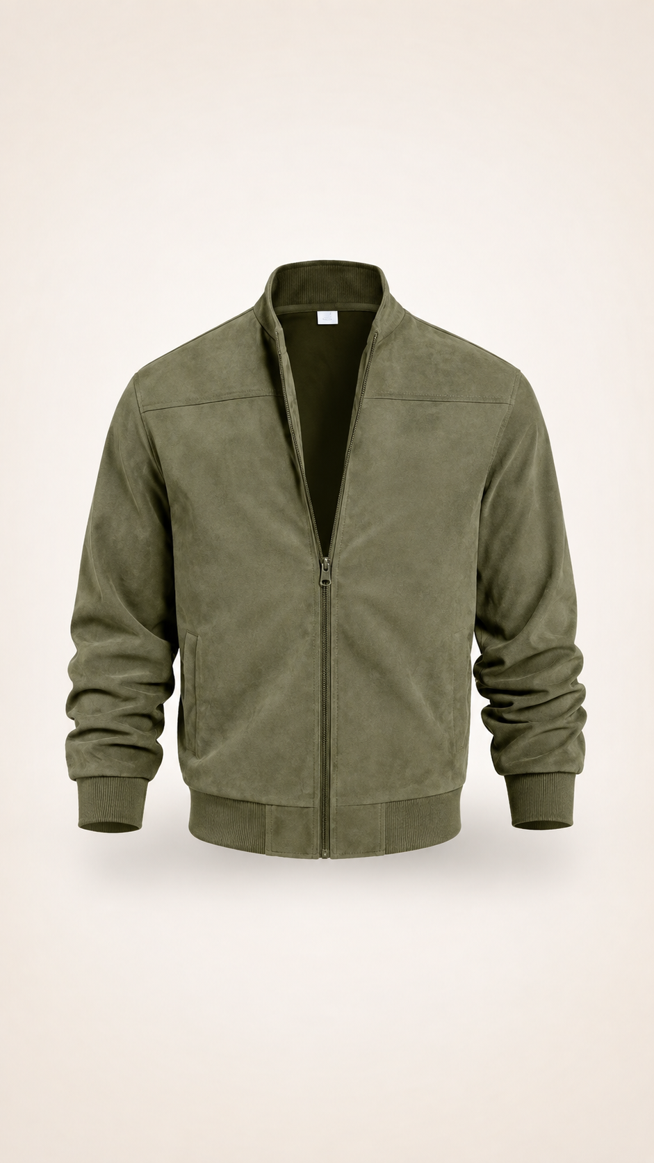 Men's New Arrival Suede Fleece Zip Up Stand Collar Jacket, Warm Business Sports Coat For Spring & Fall, European & American Style