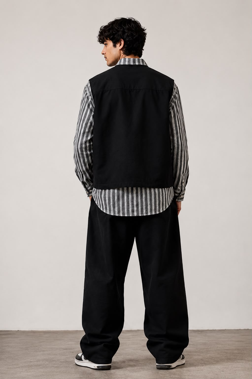 American Fashion Striped Stitching Layered Jacket