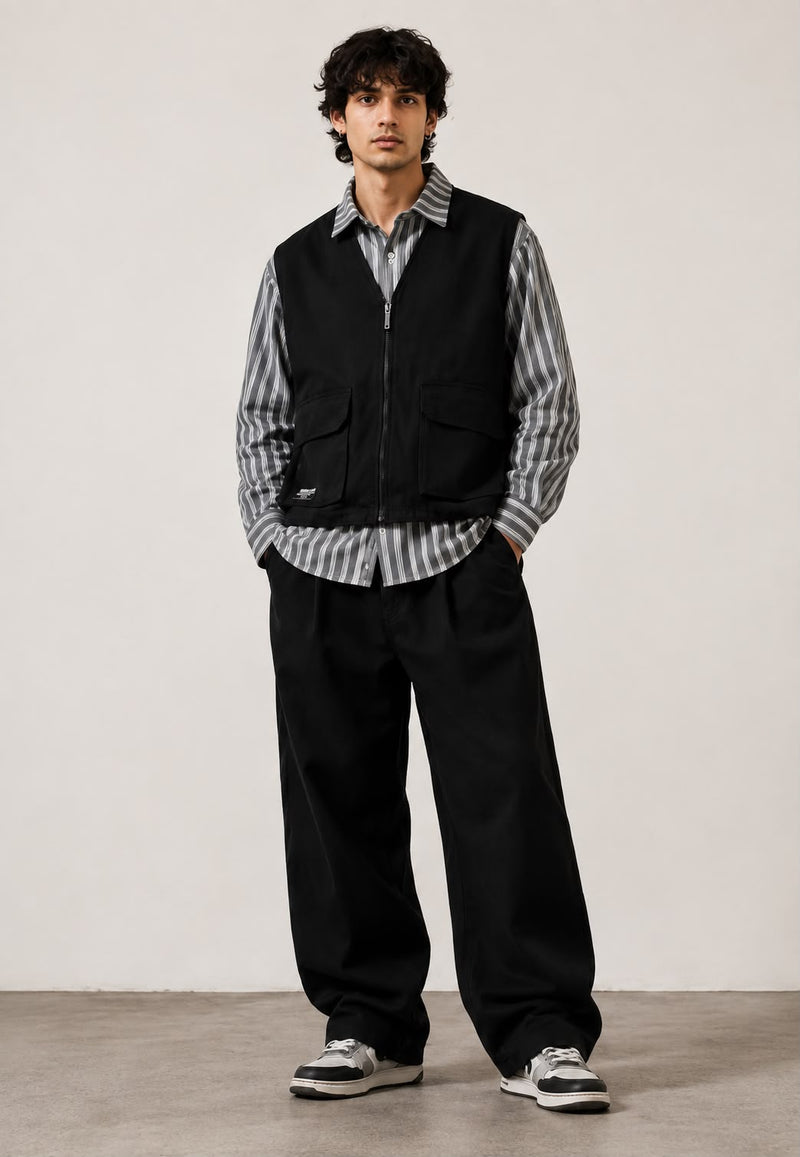 American Fashion Striped Stitching Layered Jacket