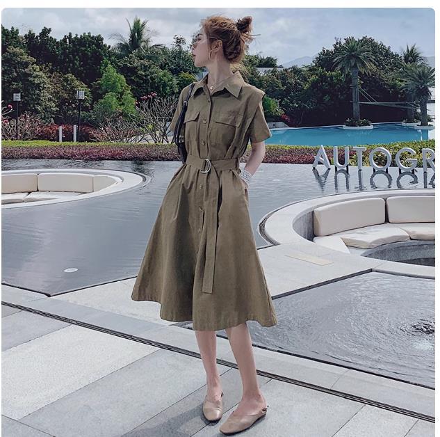 French-style Vintage Figure-flattering Elegant Shirt Dress